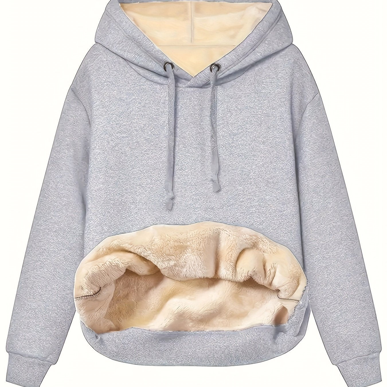 Women's Solid Color Hoodie Long Sleeve Drawstring Polyester Casual Fall Winter