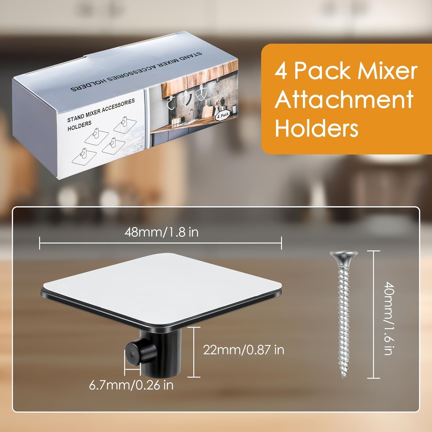 4 Pack Mixer Attachment Holders Organizer for Stand Mixers Storage Hooks