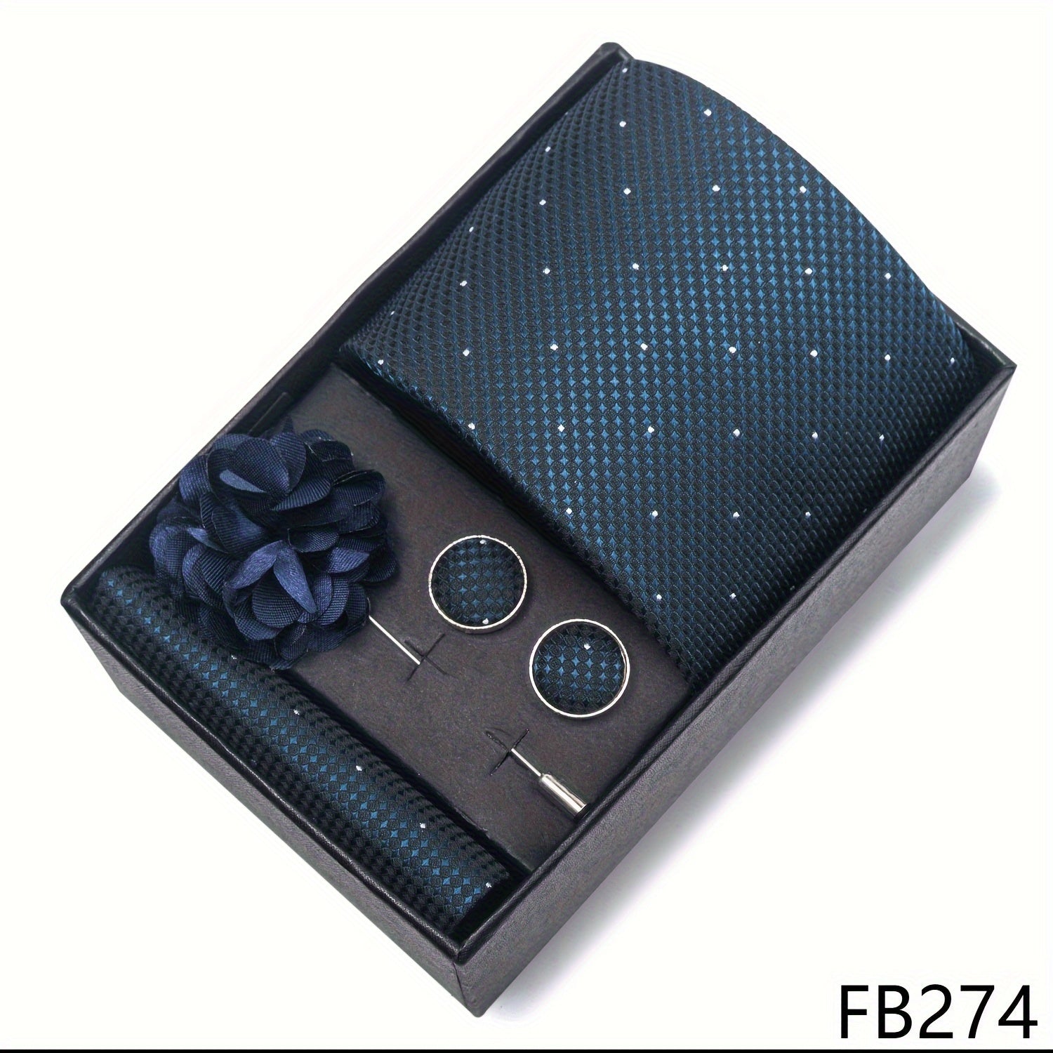 Men's Fashion Tie Set with Striped and Paisley Neckties, Pocket Square, Cufflinks, Lapel Pin in Gift Box for Business and Weddings