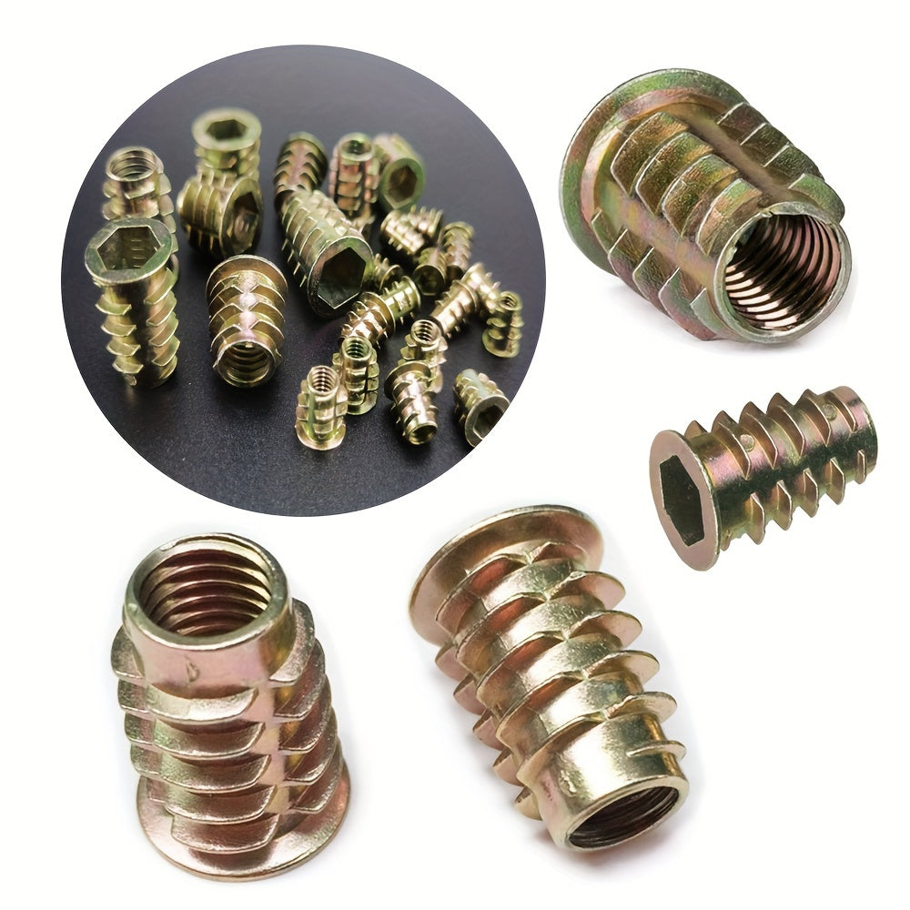 Threaded Inserts Nut Kit for Wood Furniture Zinc Alloy Bolt Fasteners