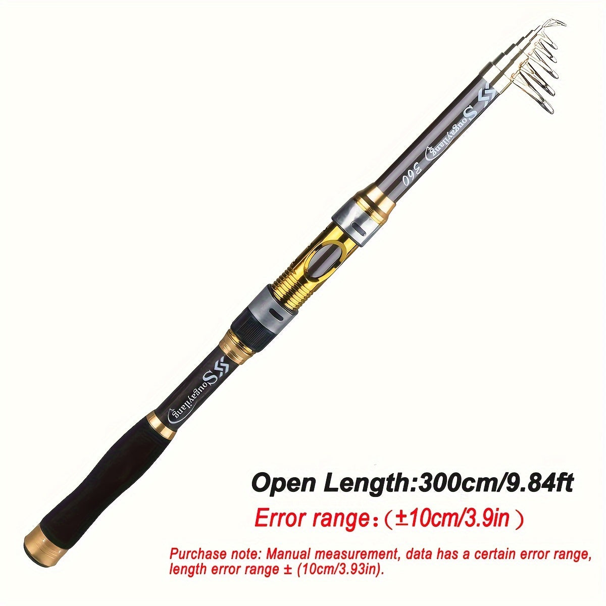 Ultralight Carbon Fiber Spinning Fishing Rod Portable Medium Action Extendable Length Comfortable Grip