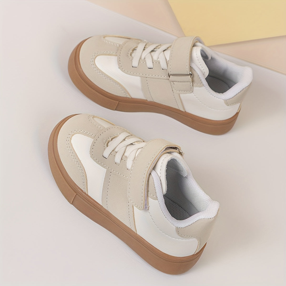 Kids' Solid Color Low Top Sneakers with Hook and Loop Fastener Non-Slip TPR Sole