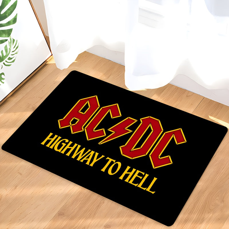 AC/DC Highway to Hell Welcome Doormat Non-Slip Polyester Indoor Outdoor Rug