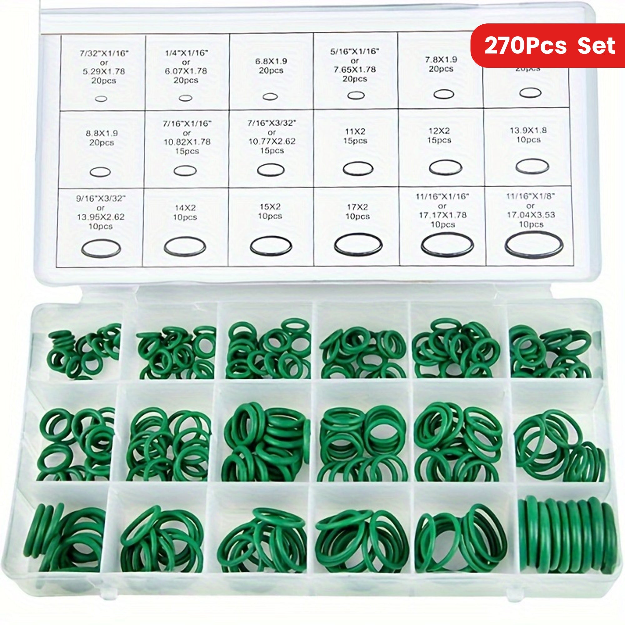 270 Pcs Rubber O Rings Kit for Car Air Conditioning Repair Set