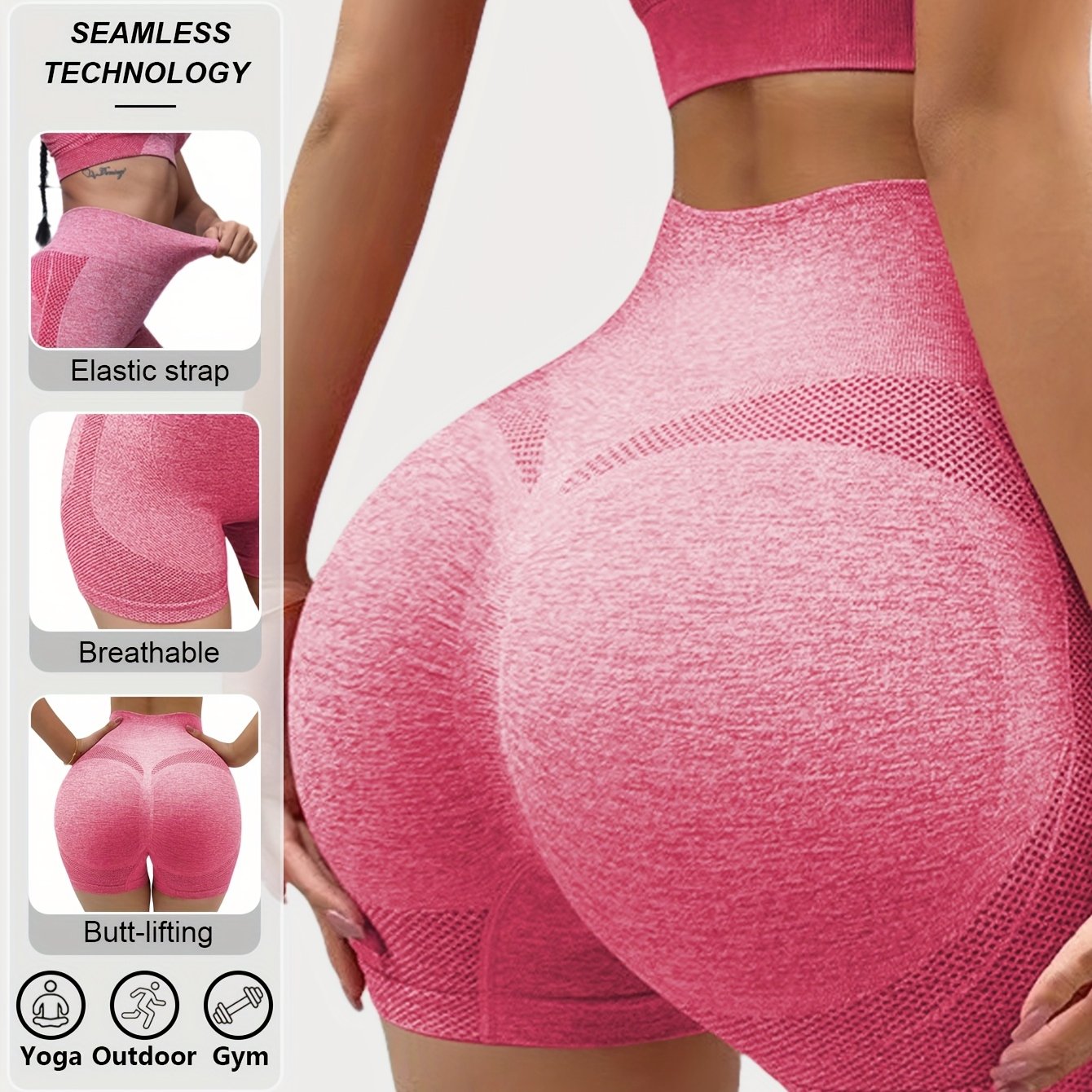 Seamless High Waist Yoga Leggings with Butt Lifting Support for Running and Outdoor Sports