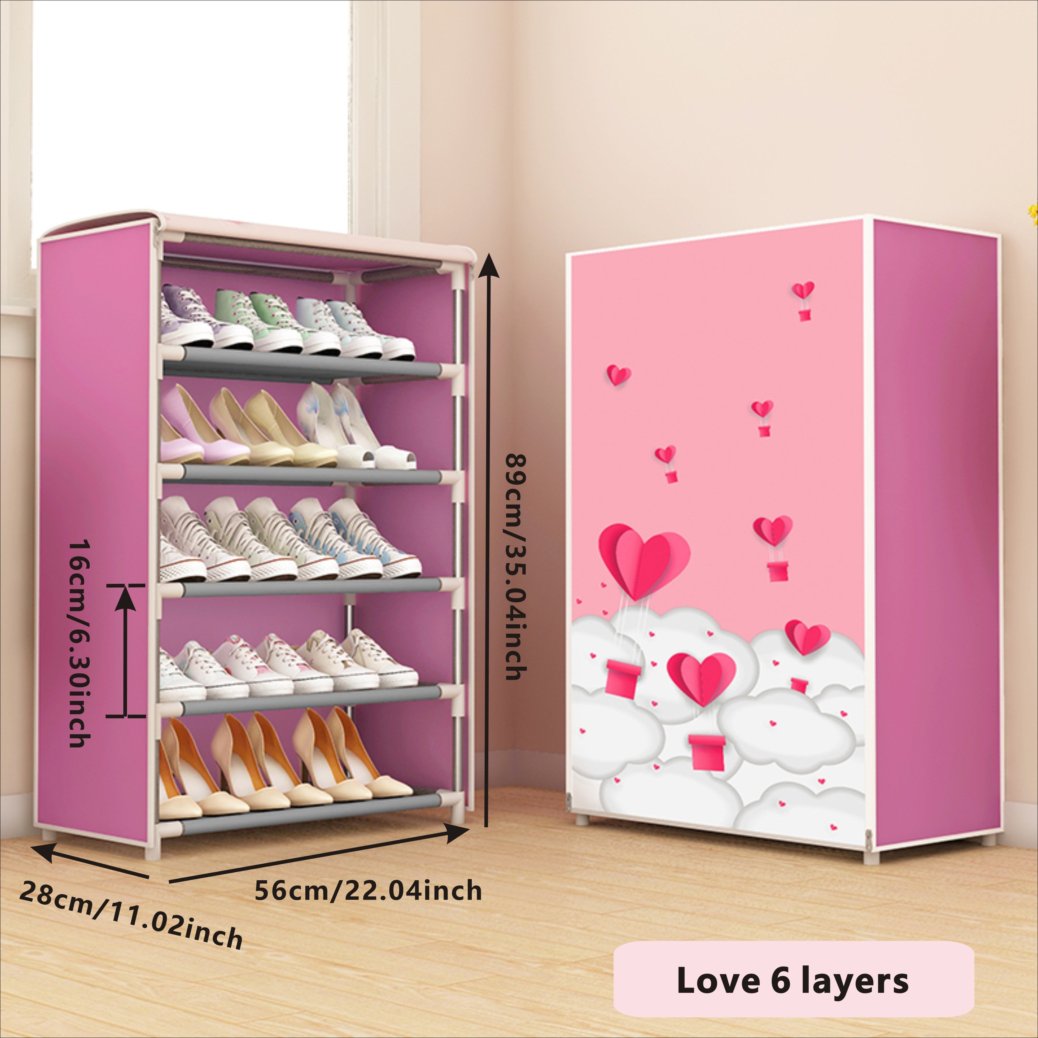 Durable Shoe Storage Cabinet with Fabric Zipper Cover for Hallways and Closets