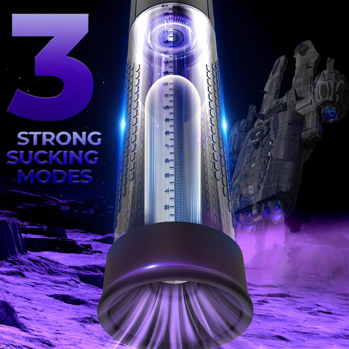 erkaklar uchun elektr penis pompasi vakuum pompasi, 4 ta trening rejimi va 3 ta siqish darajasi bilan