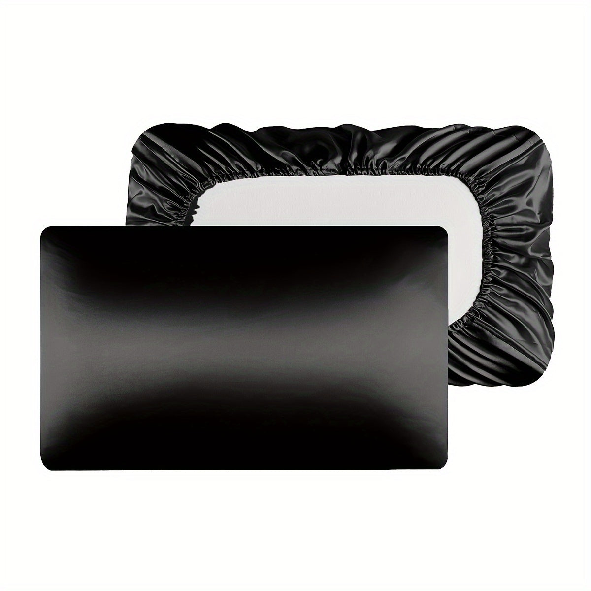 Set of Two Satin Pillowcases with Elastic Band, Soft 100% Polyester, Easy Care