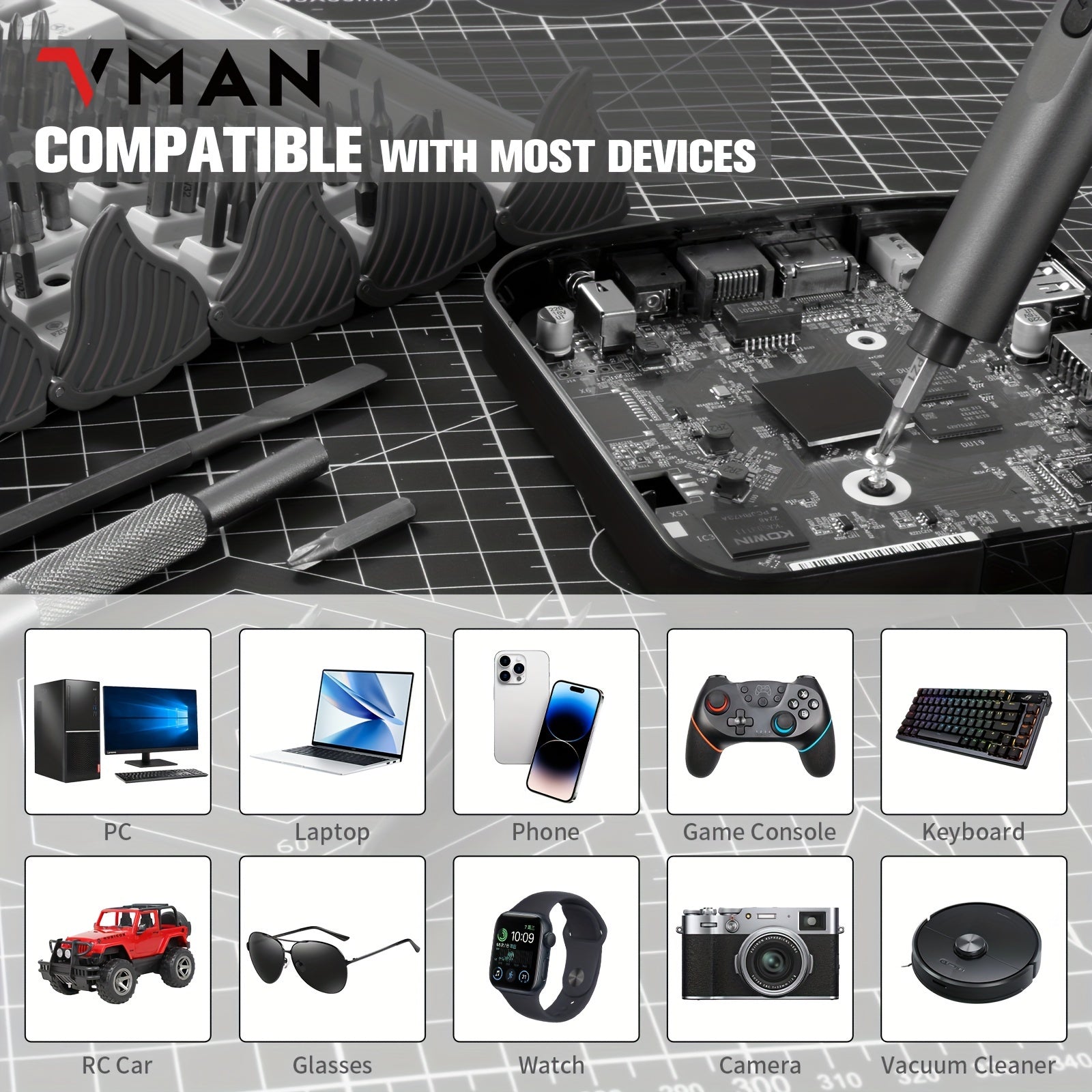 138-in-1 Electric Screwdriver Set with Rechargeable Battery and USB Dual Power