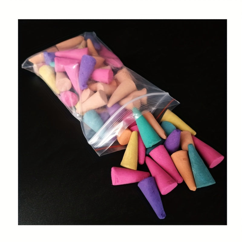 60pcs Aromatherapy Incense Cones Sandalwood Rose Lemon for Meditation Home Gift