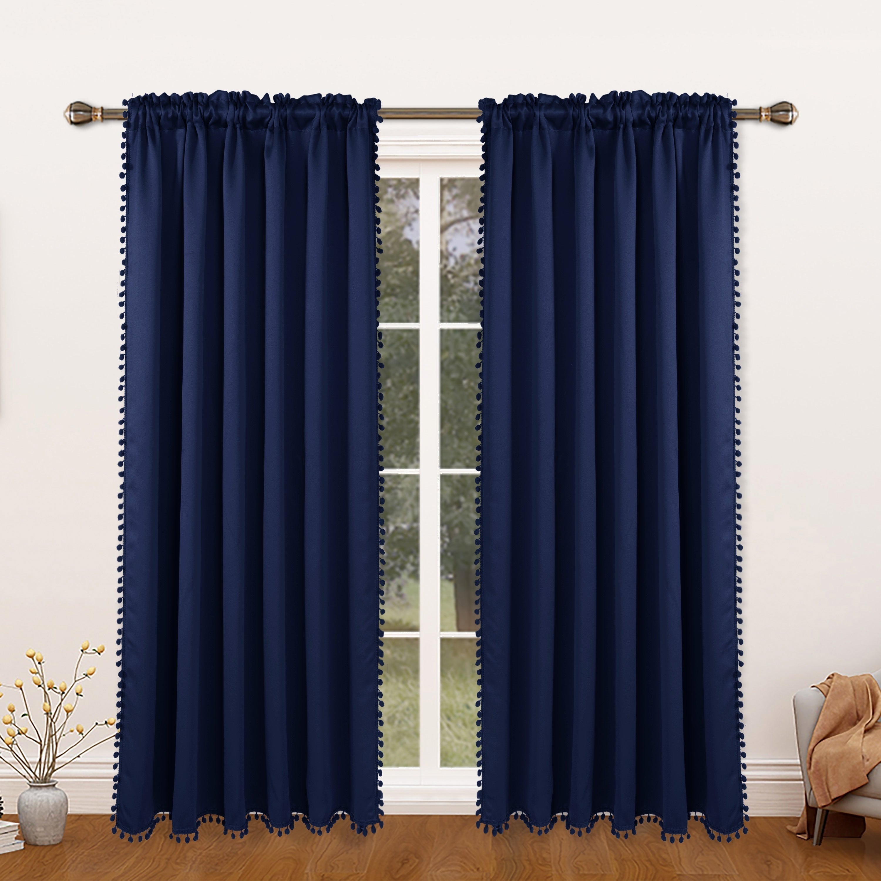 Thermal Insulated Blackout Curtain Panel for Living Room and Kitchen, Rod Pocket Design