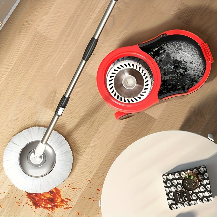 Uydagi yashash xonasi, oshxona va hammom uchun uchta mopa boshli zanglamaydigan po'latdan yasalgan qo'lni ishlatmaydigan aylanuvchi mop chelak to'plami