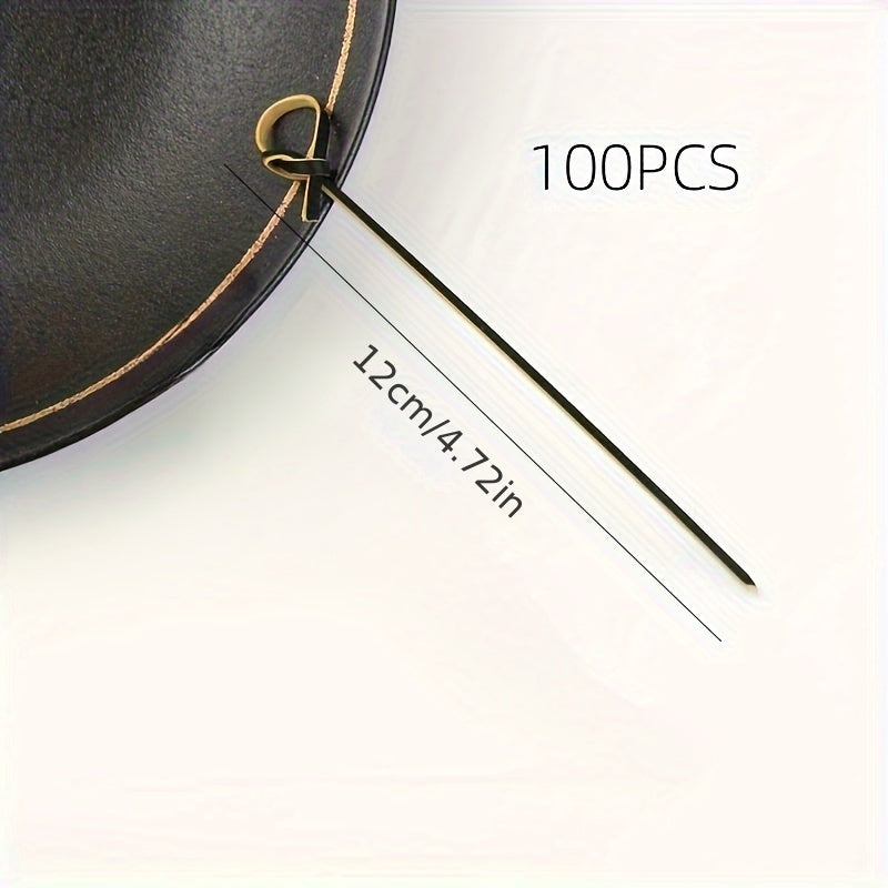 100 Pieces Handmade Circular Bamboo Skewers for Fruit, Cocktail, and Appetizer Use