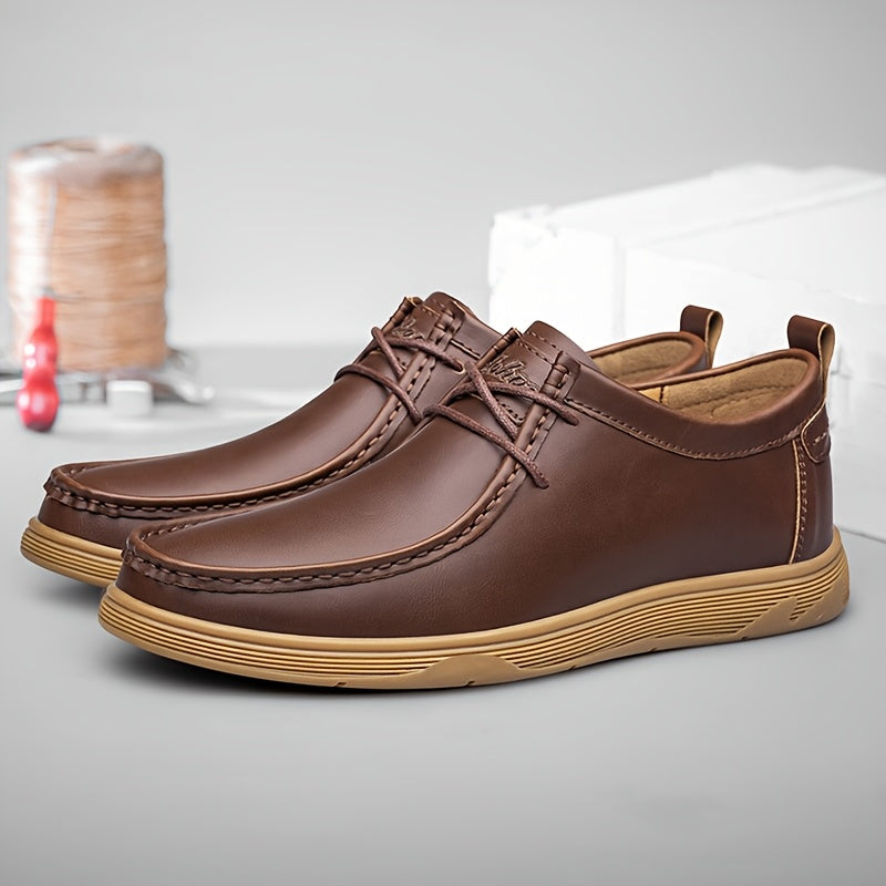 Zapatillas casuales para hombre marrón y negro, de caña baja, suela de goma, PU, cómodas para todas las estaciones