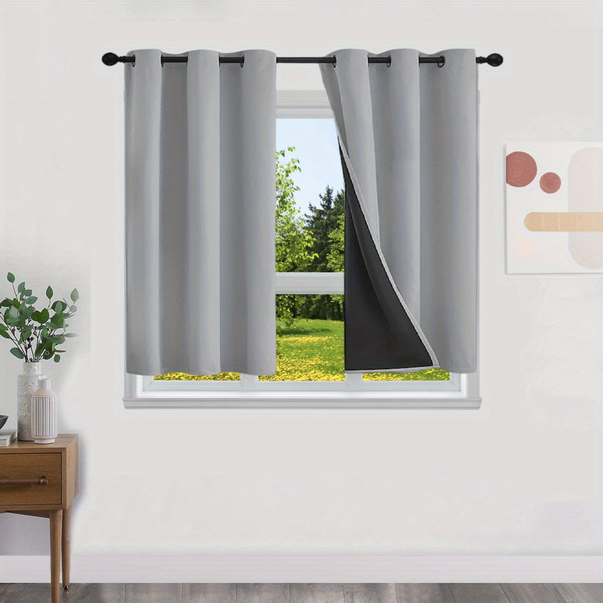 Blackout Curtains 100% Opaque with Lining 2 Pieces for Bedroom Living Room