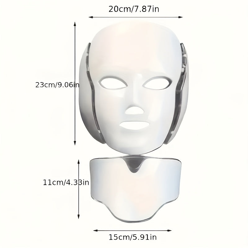 Facial and Neck Mask Device with 7 Colors USB Rechargeable Low Voltage Lithium Battery
