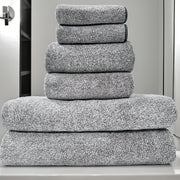 Dark Gray Stripe 6-Piece Towel Set Ultra-Soft Coral Fleece Quick-Drying Bath Hand Washcloths