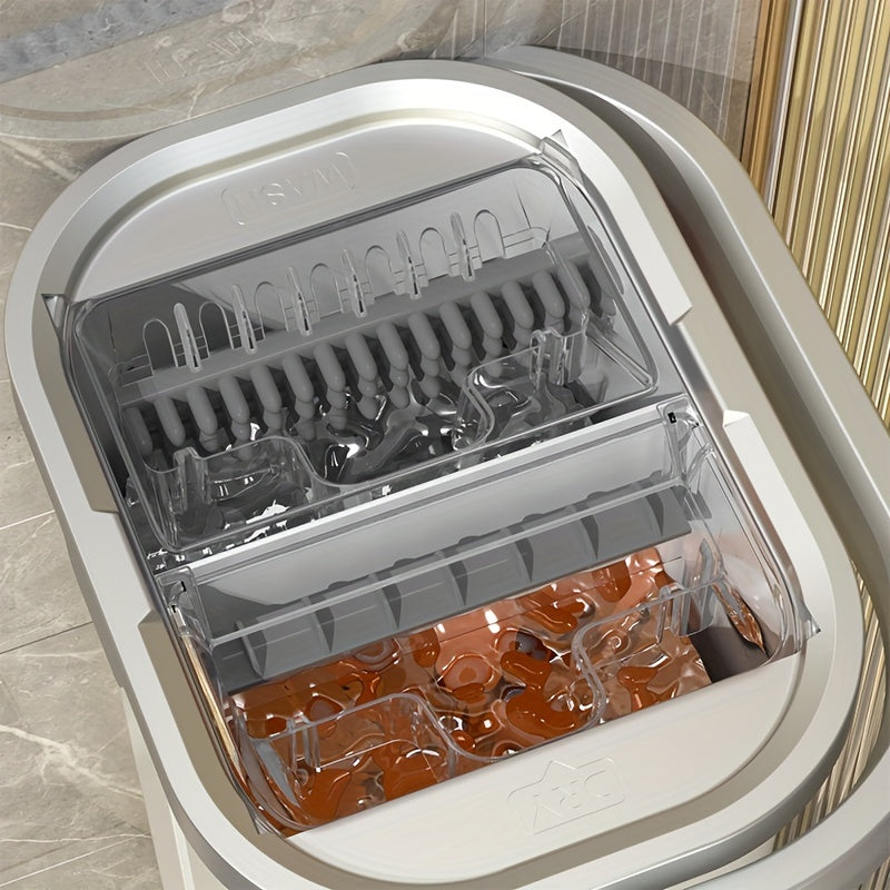 O'z qo'llaringizni po'latdan yasalgan mikroto'qima padiga ega bo'lgan o'z-o'zini yuvuvchi va qurituvchi tekis mopa tizimiga olib qo'ying, bu uy va ofis sharoitlarida foydalanish uchun ideal. Ushbu ko'p funksiyali mop yashash xonasi, yotoqxona, hammom va