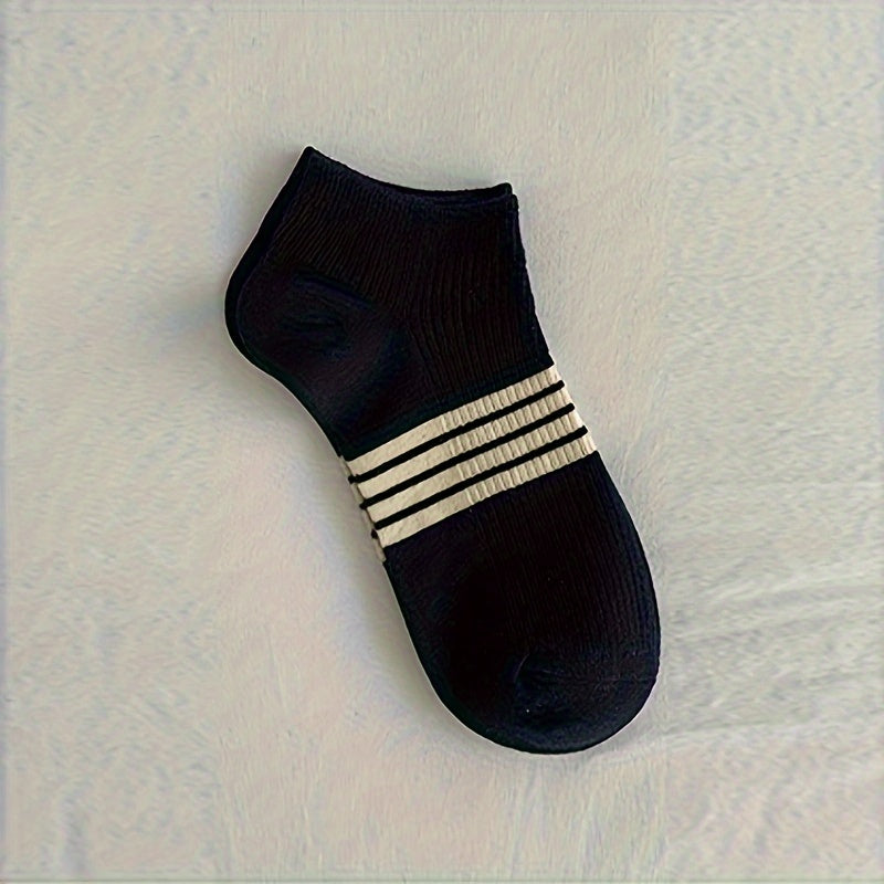 Men's Athletic Ankle Socks 5 Pairs Breathable Sweat-Absorbent Polyester Blend with Odor Control