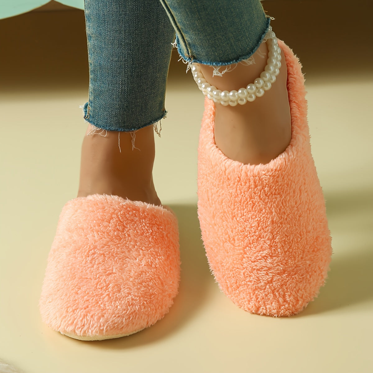 Women's Plush Indoor Slippers Soft Sole Lightweight Satin-Like Fabric All-Season