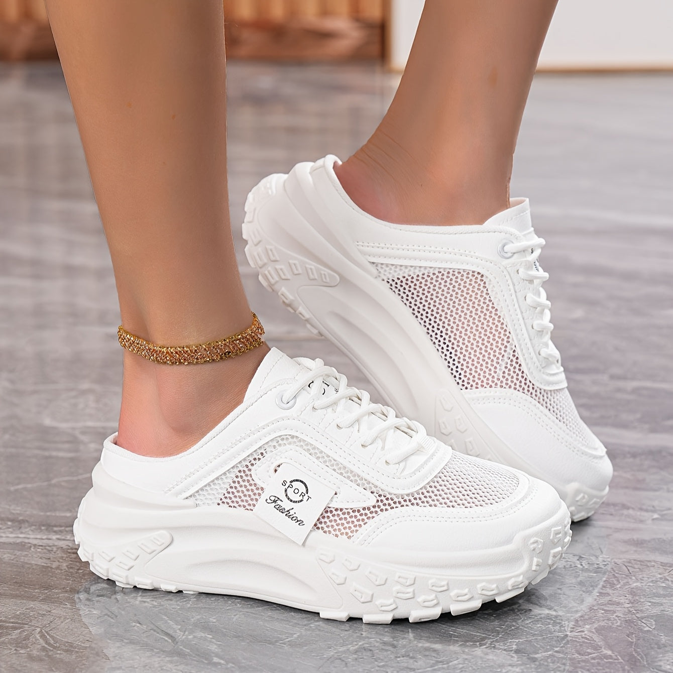 Women's Casual Slip-On Shoes Thick Sole Solid Color Round Toe PU Rubber Sole