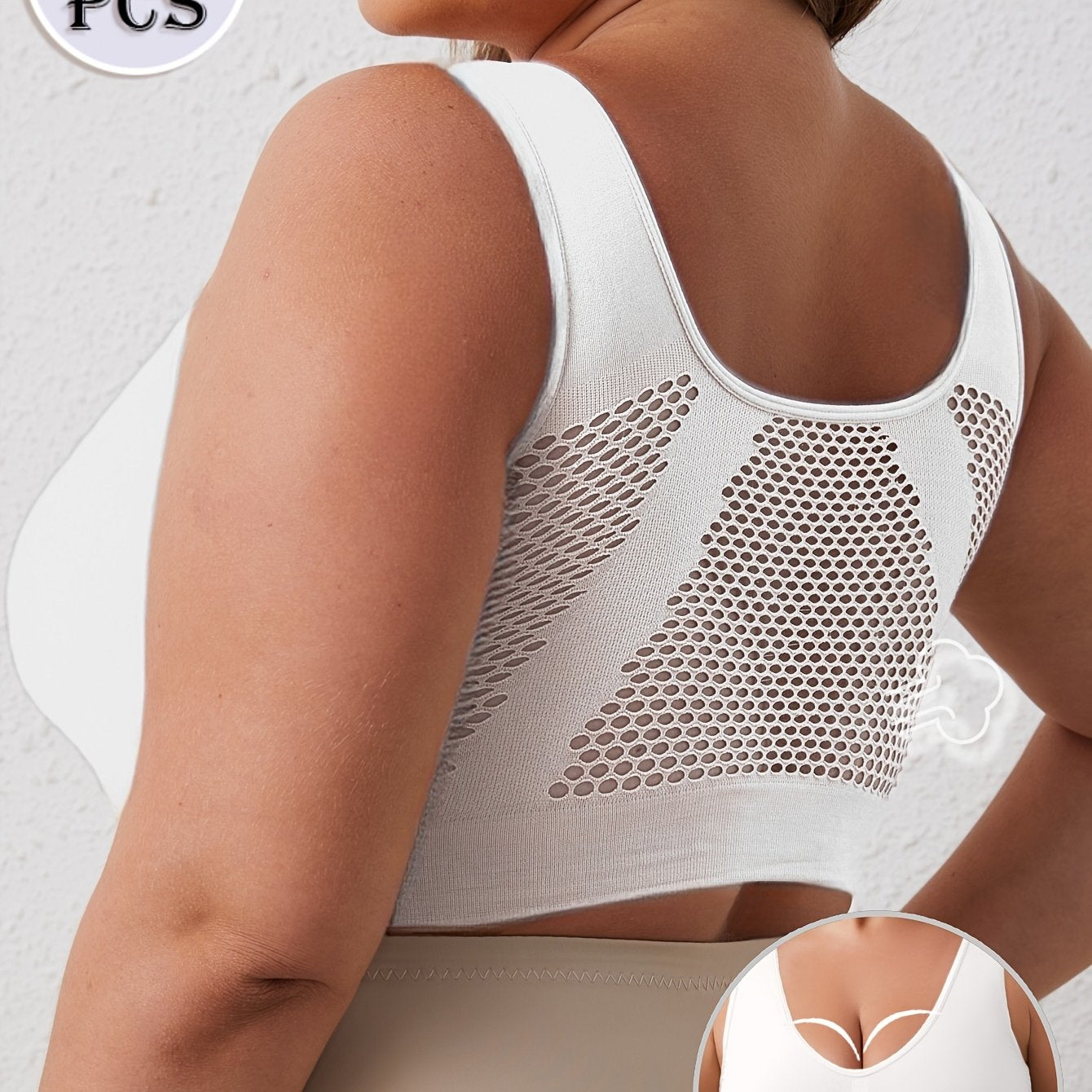 Women's Seamless Double-Layer Shock-Absorbing Sports Bra Black 1XL-5XL