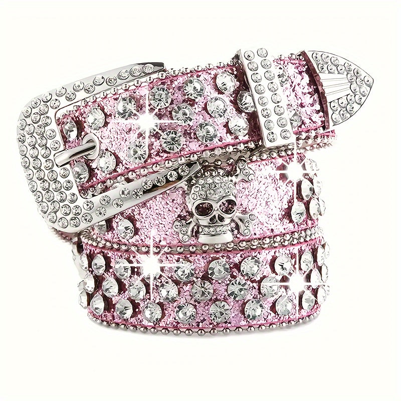 Western Cowgirl Belt with Rhinestones and Sparkling Faux Leather for Women