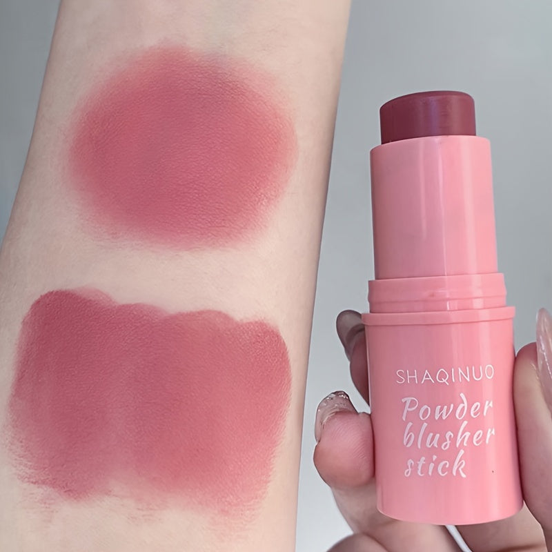 Ayollar uchun suvga chidamli matli blush stick, o'rtacha qamrov, pushti, barcha teri turlari uchun