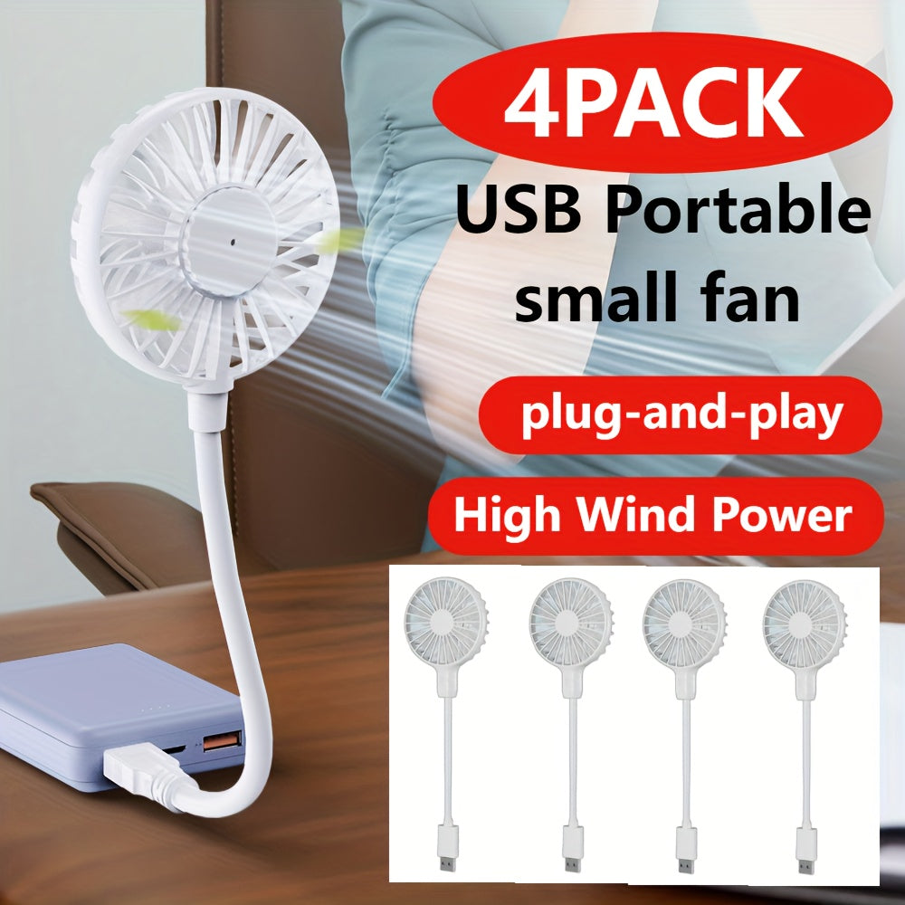 Portable USB Fans Set 1/2/4 Strong Airflow 360° Adjustable Hose Mini Brushless Motor