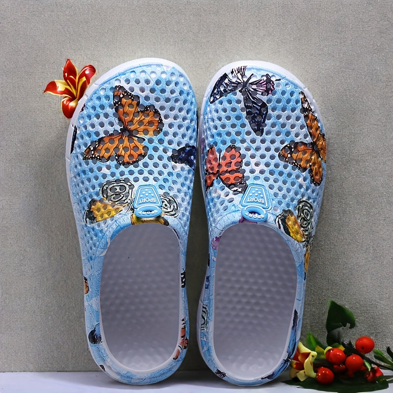 Women’s Butterfly Print Slip-On Sneakers Lightweight EVA Casual Shoes All-Season