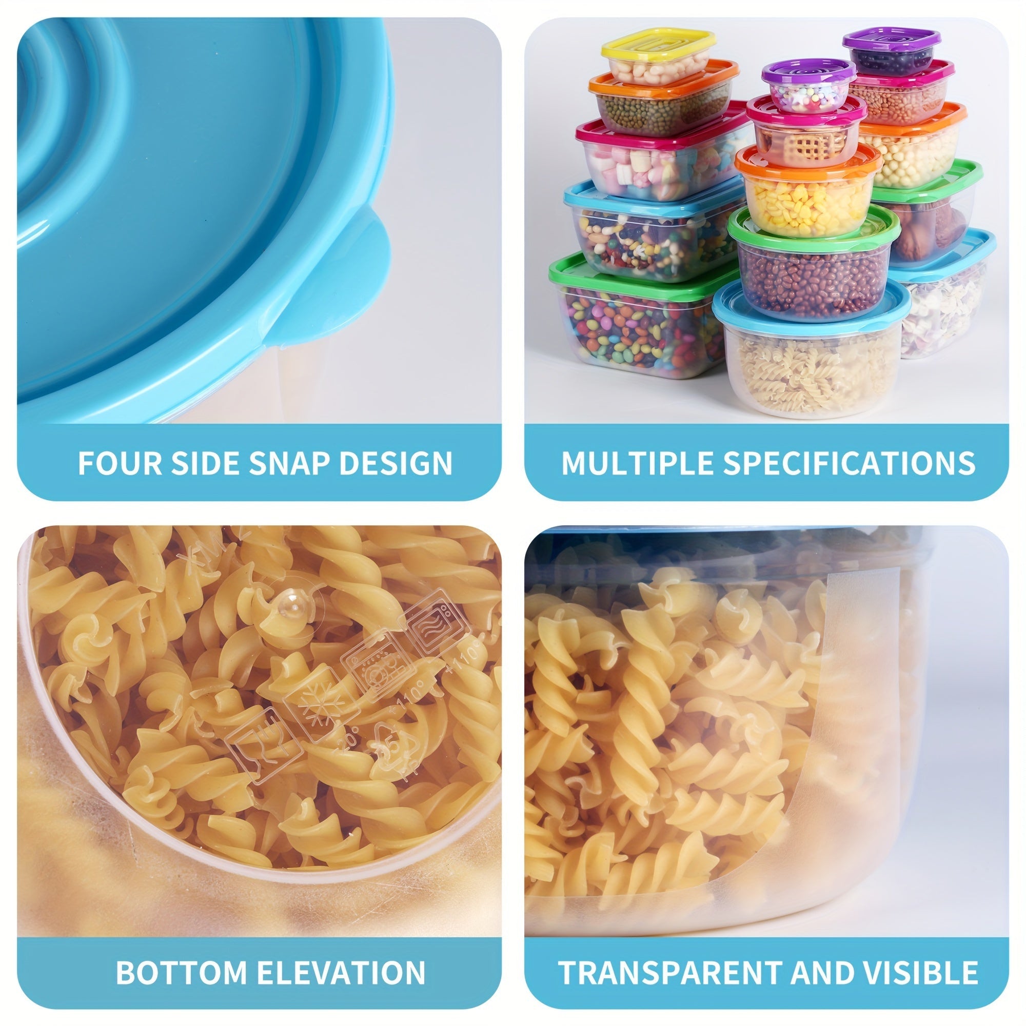 5-Piece Large Capacity Plastic Storage Containers with Lids BPA-Free Dishwasher Safe Kitchen Organizer