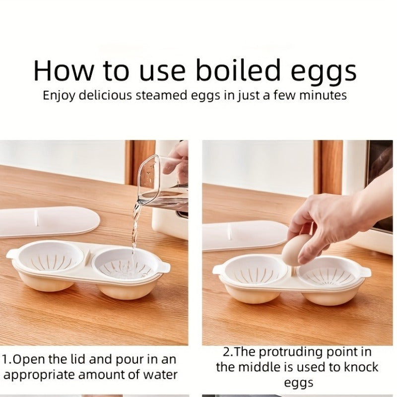 Dual Chamber Microwave Egg Poacher Non-Stick Plastic Kitchen Gadget