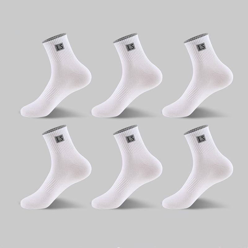 Men's Cotton Blend Crew Socks 6 Pairs Anti-Odor Sweat Absorbent Sports