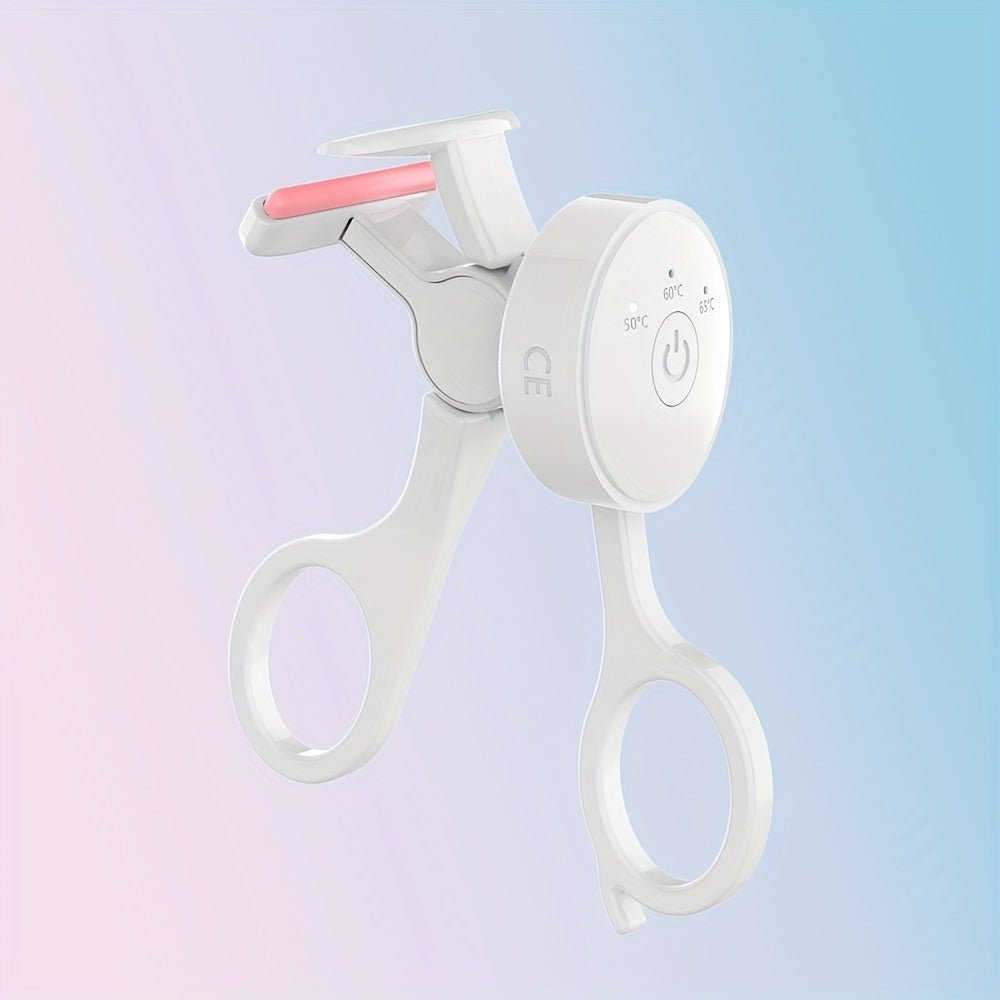 rizador de pestañas calefactable recargable con control de temperatura de 3 velocidades rosa