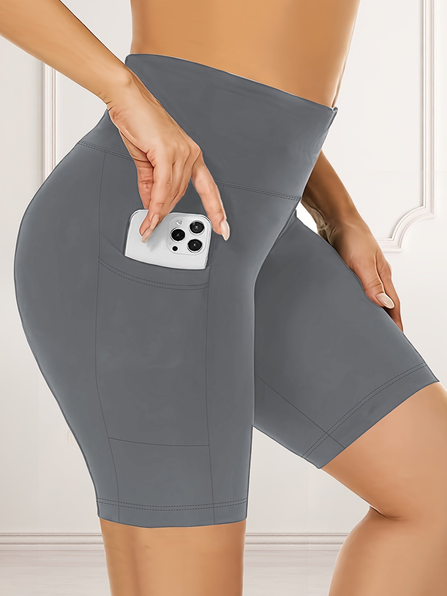 Plus Size High-Waisted Pocketed 5-Panel Shorts 5 Piece Set