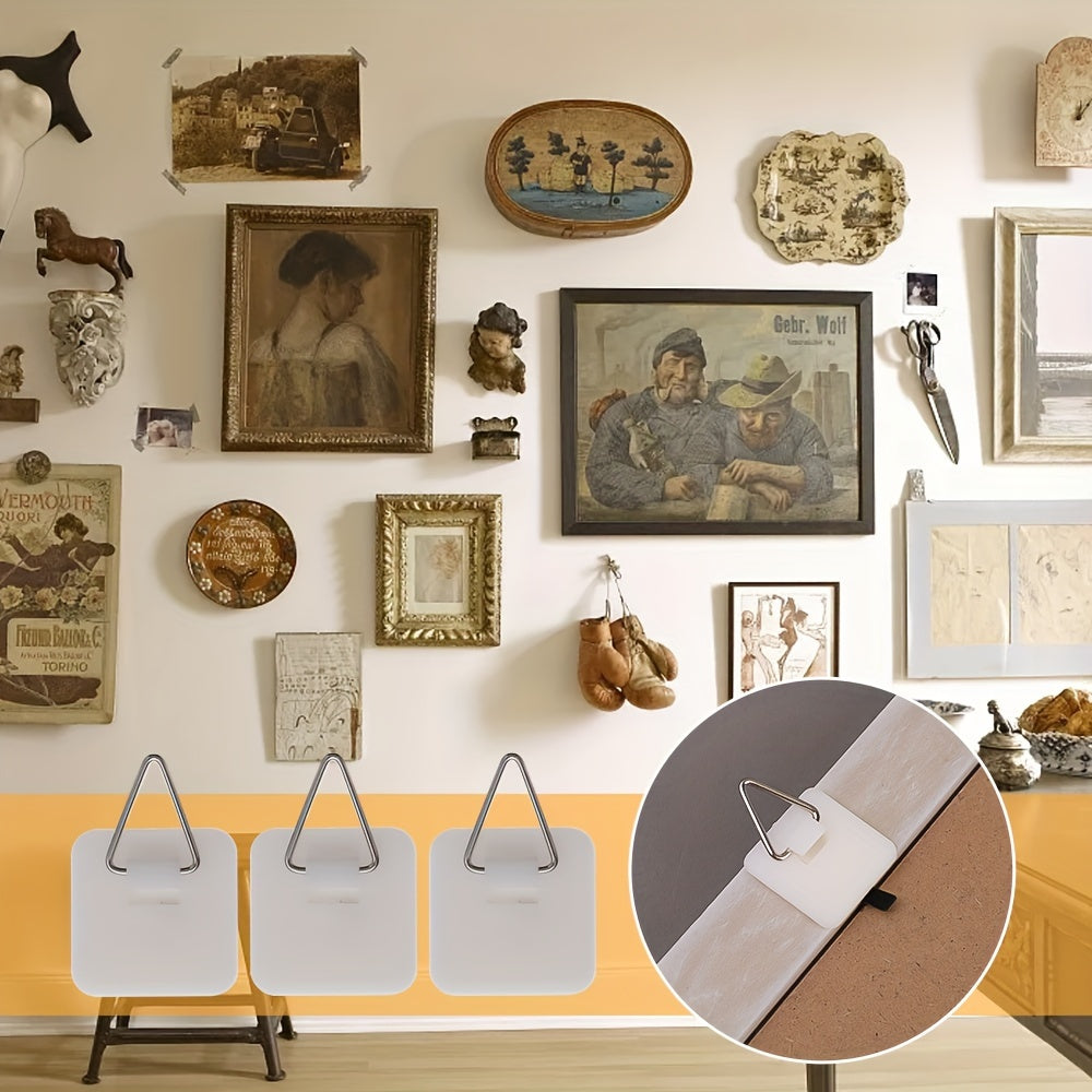 Ganchos de pared de plástico, pack de 10 con respaldo adhesivo para almacenamiento en el hogar