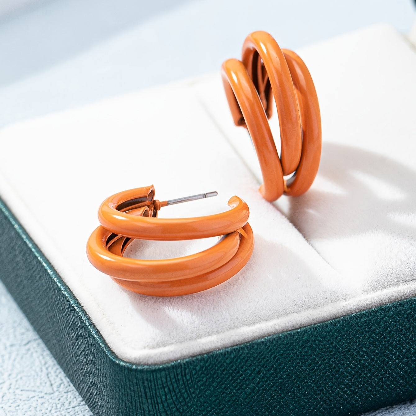 Women's Rhinestone Decor Triple Layer Hoop Earrings Gold Silver Elegant Jewelry