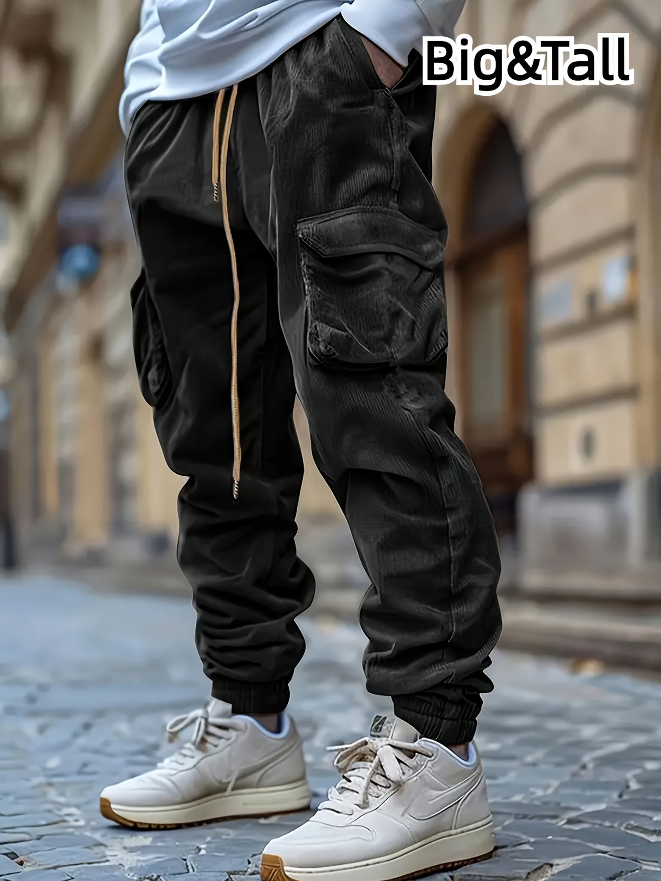 Erkaklar uchun plussiz korduroy yukxalta shimlari, mustahkam, iliq mato, 3D cho'ntaklar, tortish qismi va keng kesim bilan ochiq havoda, sayohat va tasodifiy sport uchun. Qulay va qalin, plussizlar uchun mukammal.