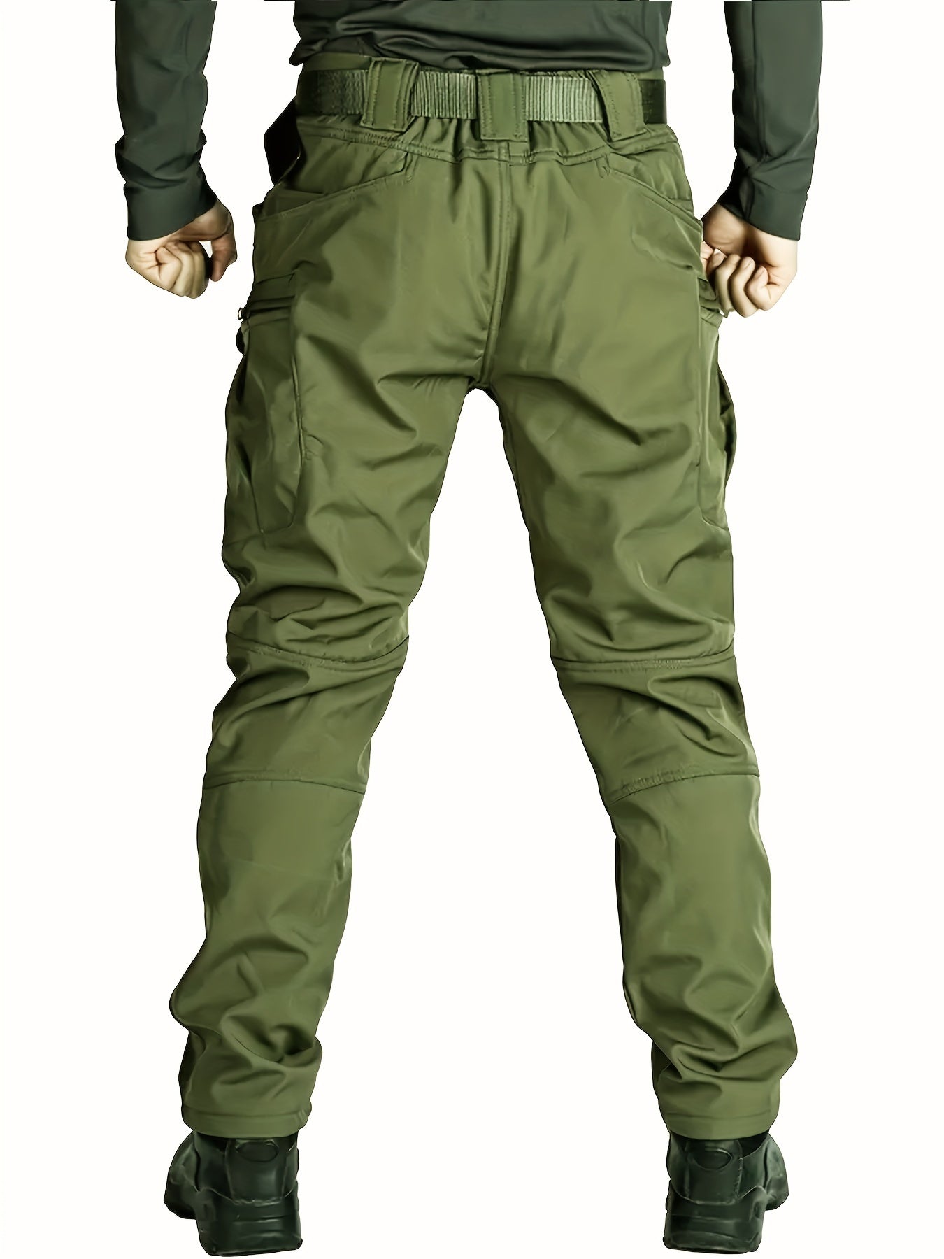 Men's Outdoor Sports Suit Hooded Soft Shell Jacket and Work Pants for Autumn Winter