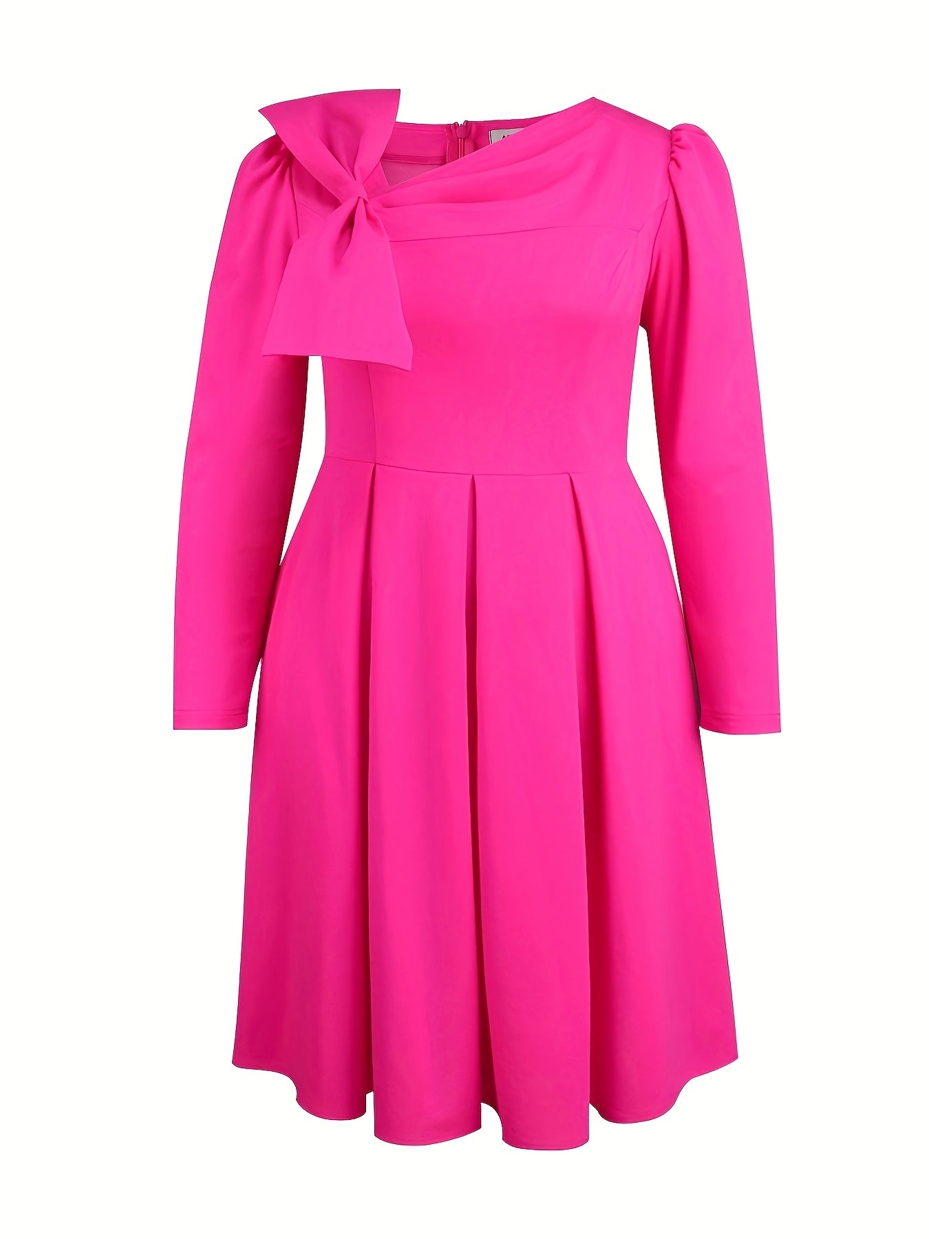 Women's Midi Dress Polyester A-Line V-Neck Bow Detail Long Sleeve All-Season