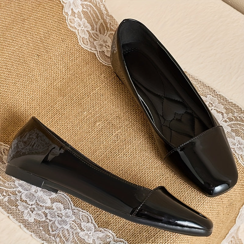Women's Square Toe Flats Breathable Slip-On Shoes for All-Season Casual