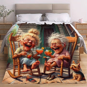 All-Season Flannel Fleece Blanket for Bed Sofa Camping Digital Print Anti-Allergy Polyester 200-250gsm