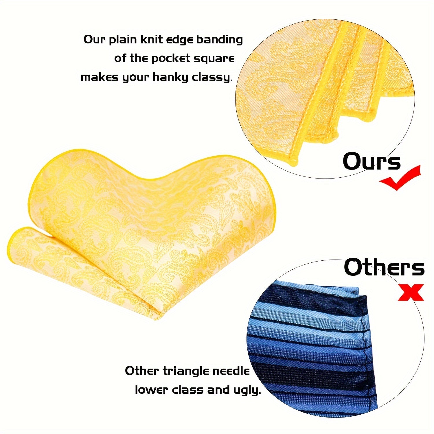 Men's Necktie Pocket Square Cufflinks Set for Wedding Business Party