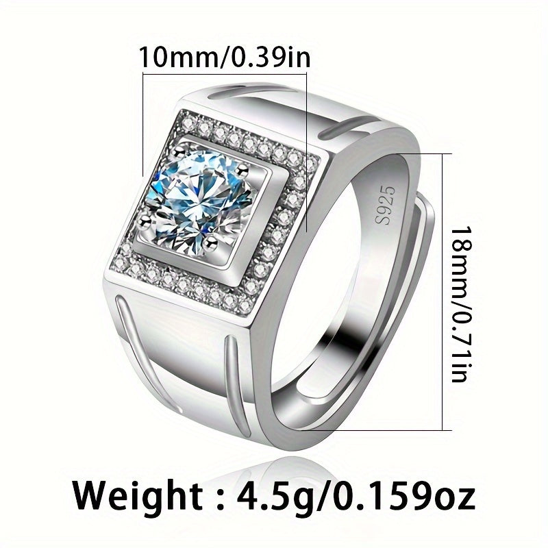 Women’s Adjustable Sterling Silver Ring with Zirconia Stone