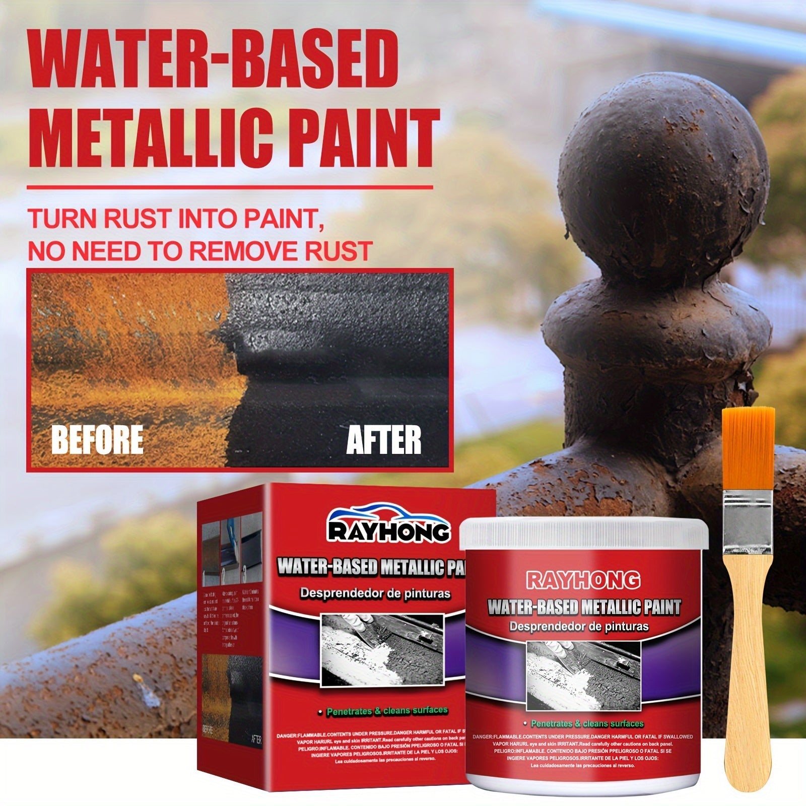 Water-Based Metallic Car Rust Proof Paint Set with Cleaning Tools
