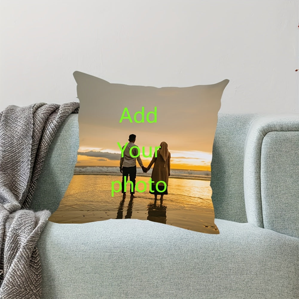Personalized Photo Pillow Cover for Couples, Parents, Friends, Pets 45.72cm Linen Double-Sided