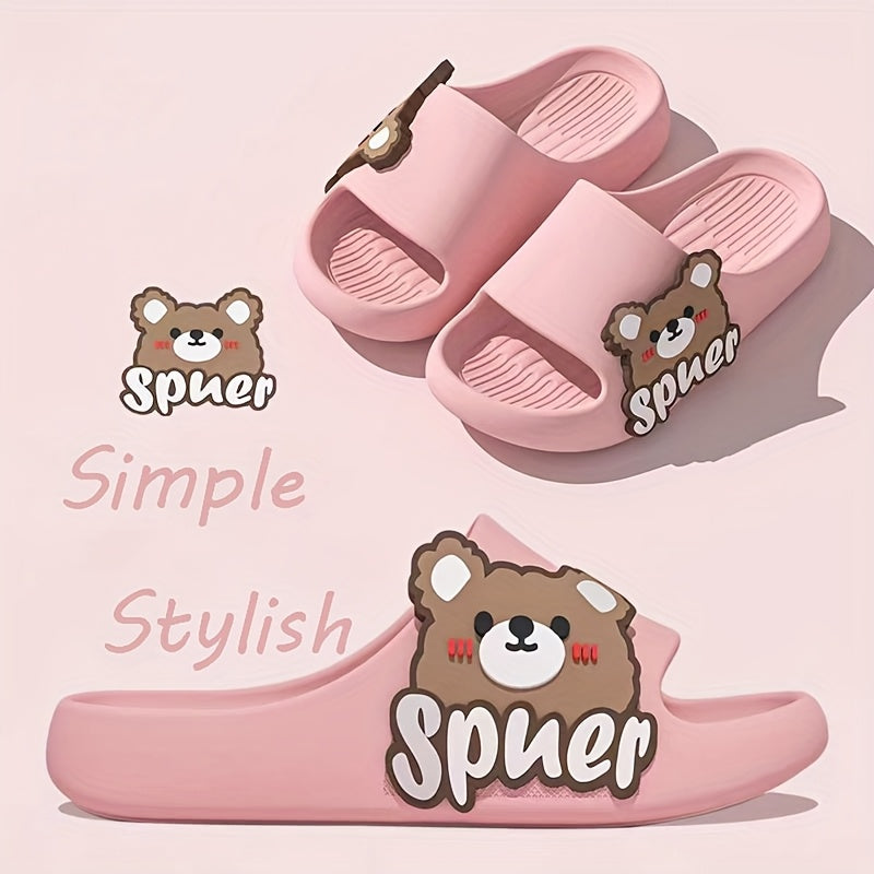Kids Cartoon Bear Slippers Lightweight Non-Slip EVA Casual Home Shoes for Boys and Girls