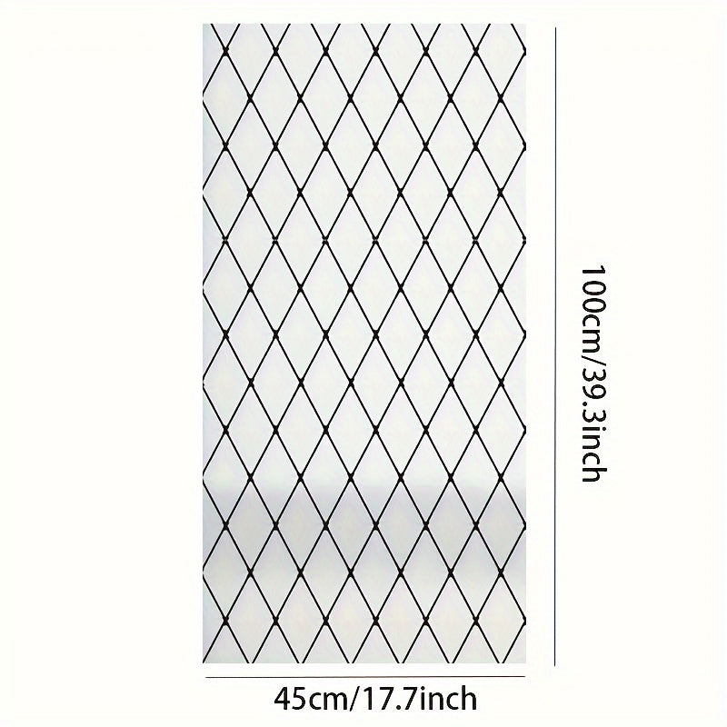 Black Lattice Privacy Window Film Frosted Glass Door Cover UV Protection 5Mil Static Cling