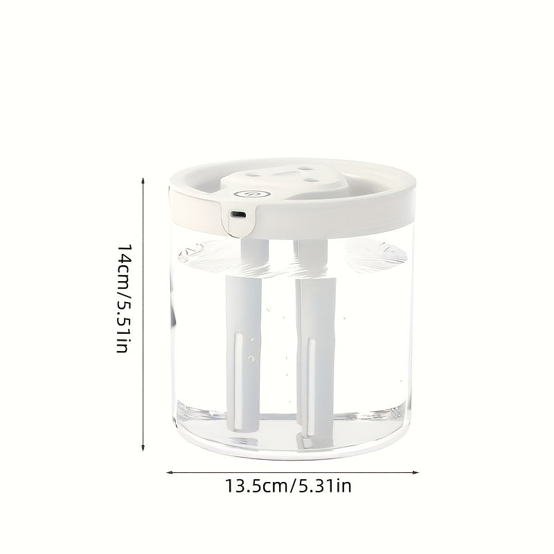 Compact USB Misting Humidifier for Bedroom Office Desktop Use with 3 Outlets