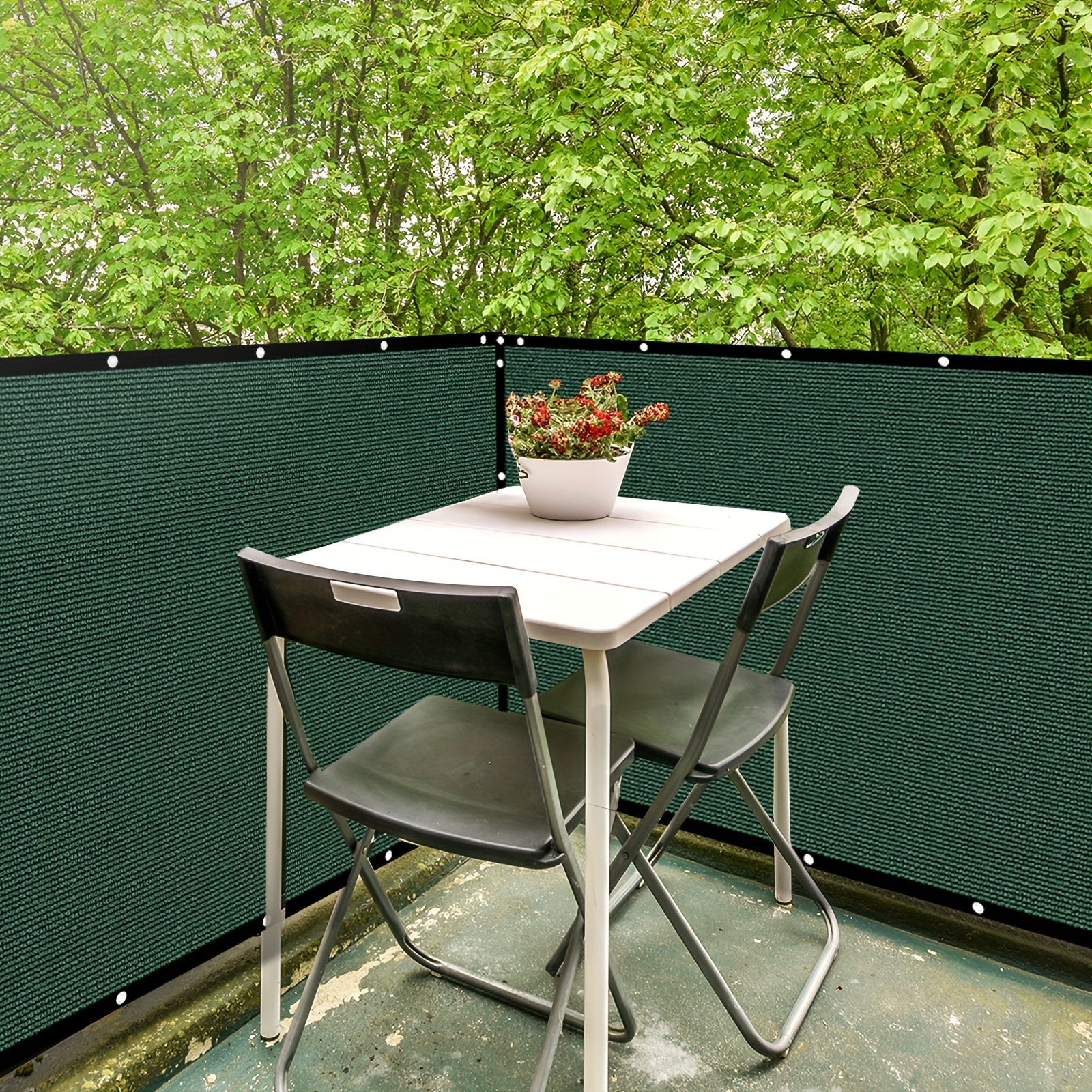 Heavy Duty Green Plastic Privacy Fence Screen Mesh with Brass Grommets and Straps for Gardens Yards Pools